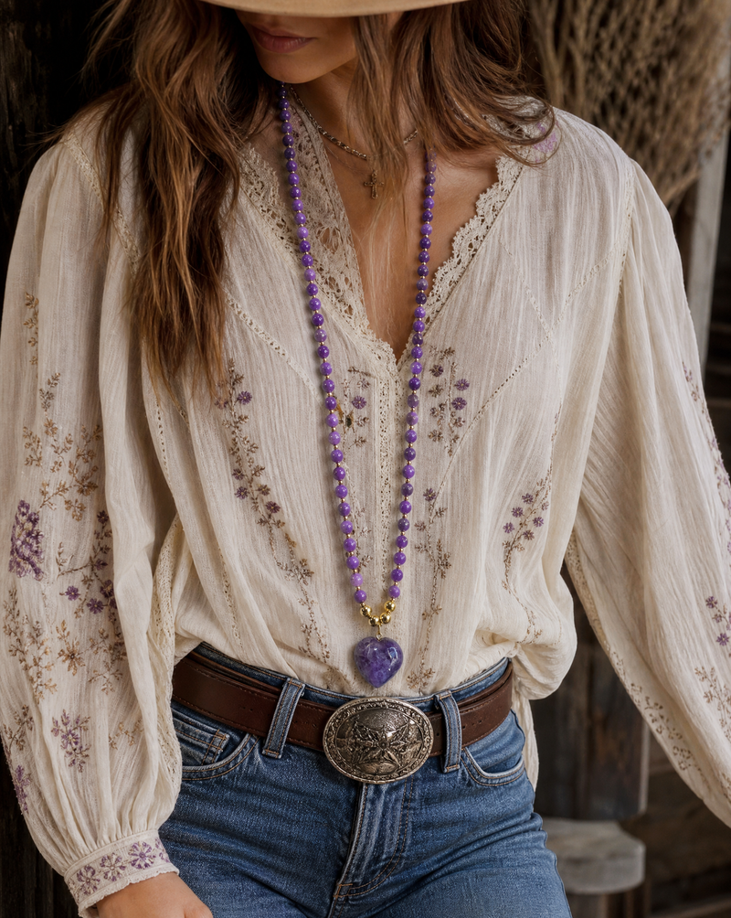 Amethyst Heart Necklace — Spiritual Talisman