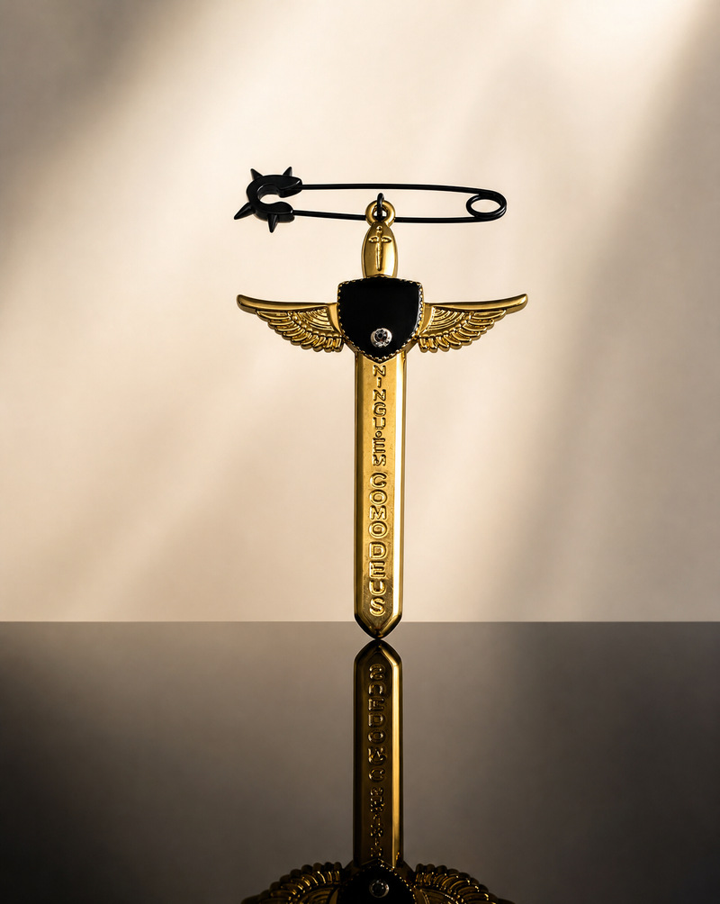 Winged Pin Brooch | Engraved Religious Charm