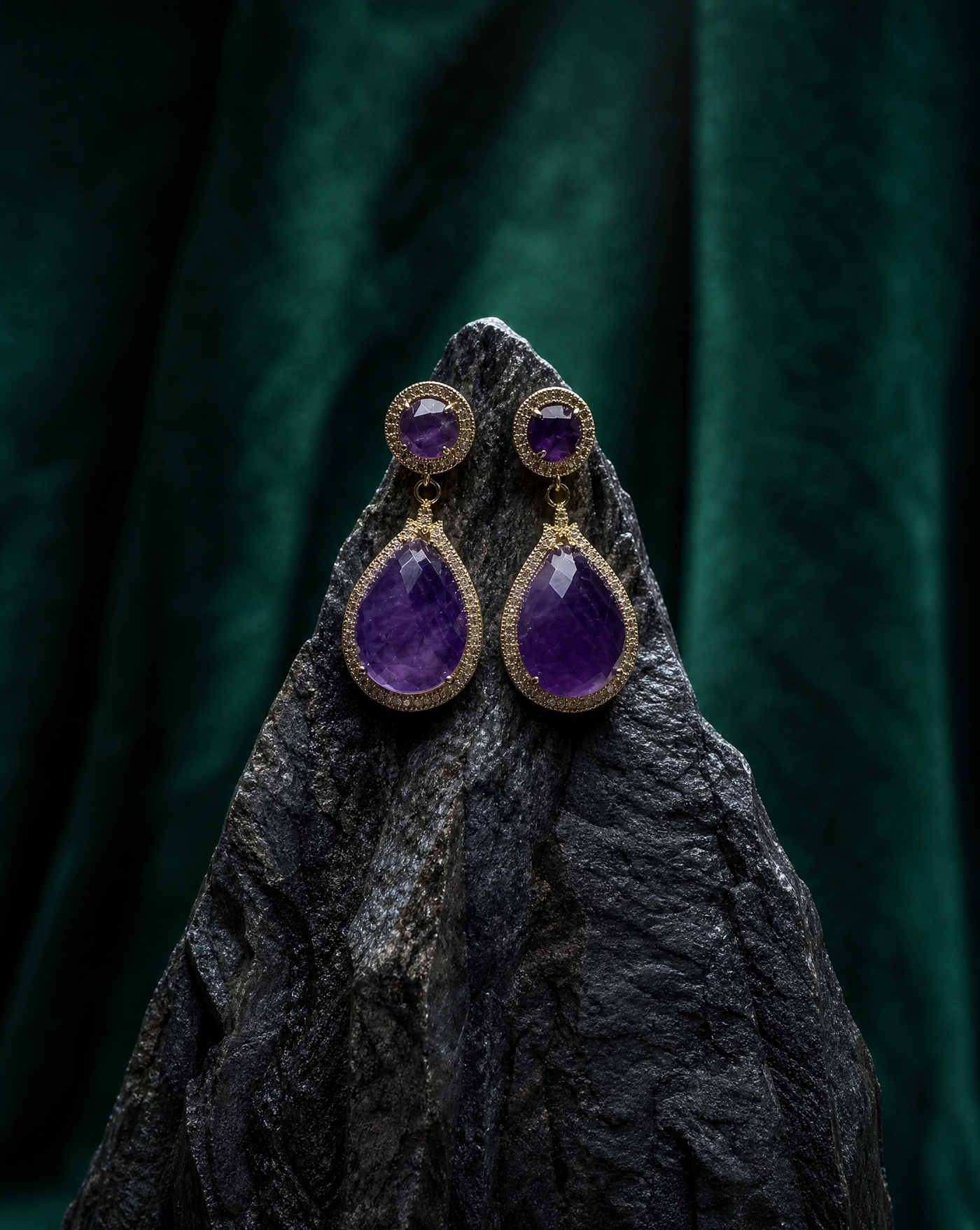 Teardrop Natural Stone Statement Earrings