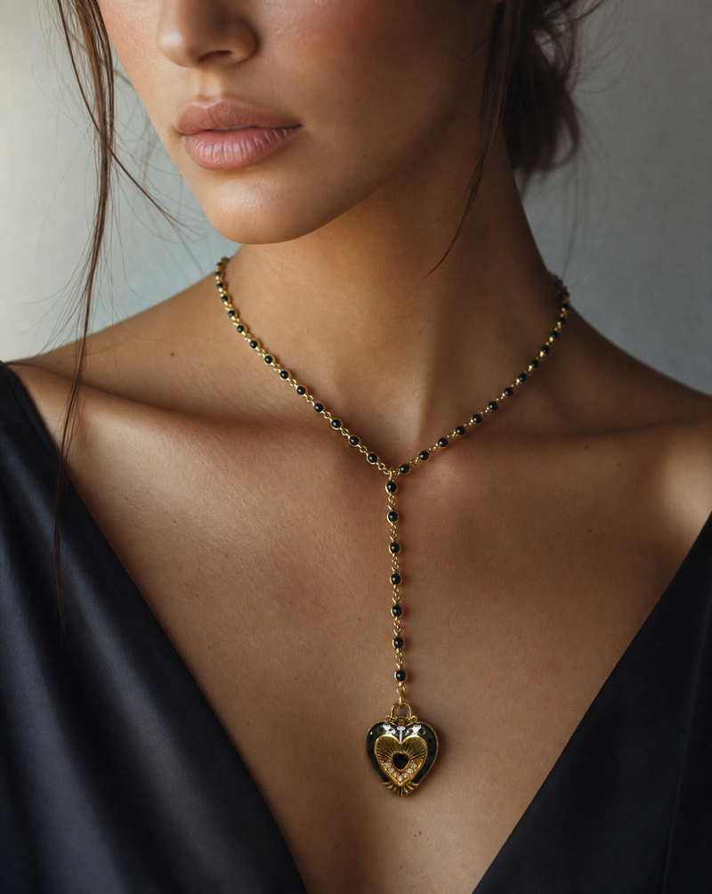 Sacred Heart Lariat — Black and Gold