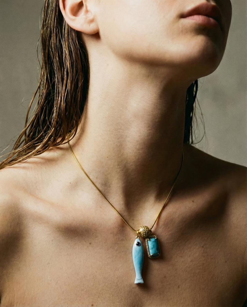 Fish & Gemstone Charm Necklace · Spiritual Talisman
