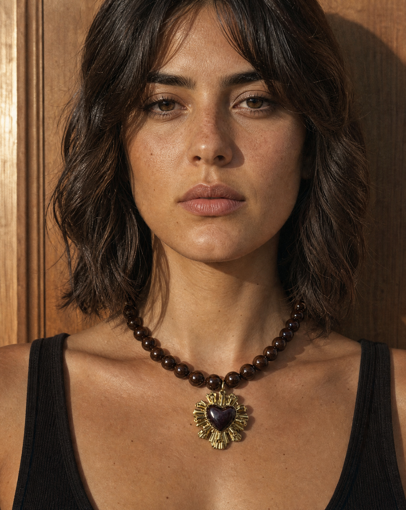 Sacred Heart Sunburst Beaded Choker