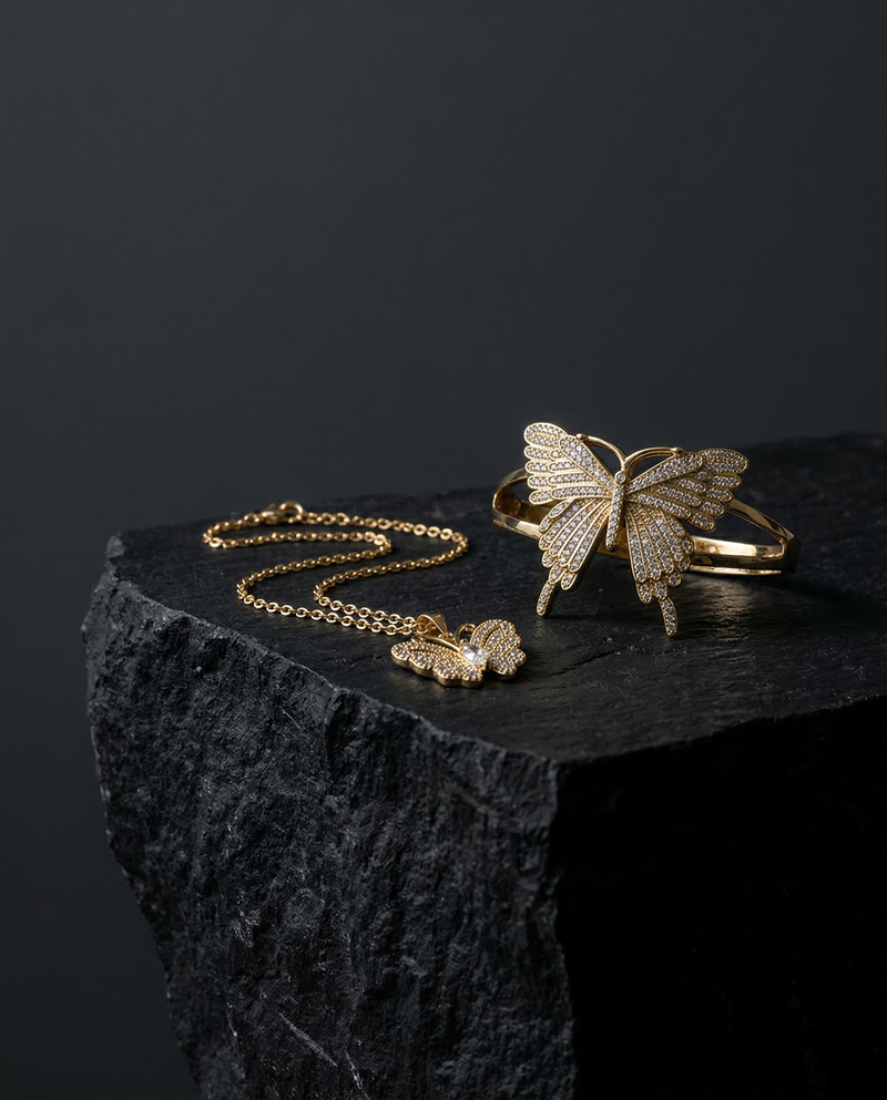 Golden Butterfly Jewelry Set