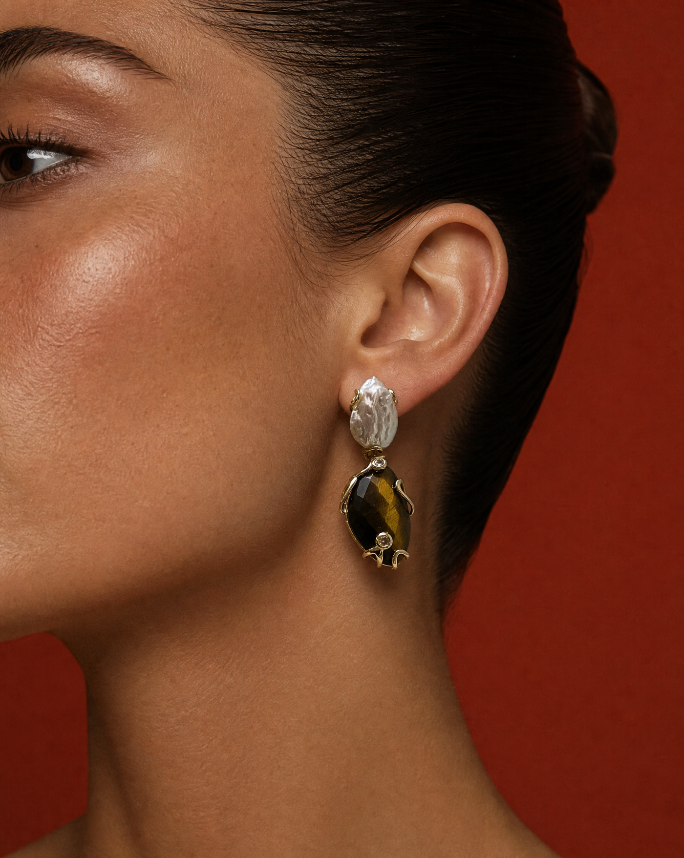 Baroque Pearl & Gemstone Drop Earrings | Natural Stone Jewelry
