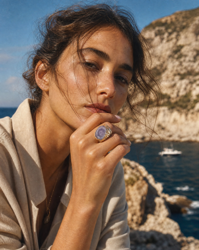 Chunky Grey Agate Statement Ring | Natural Stone