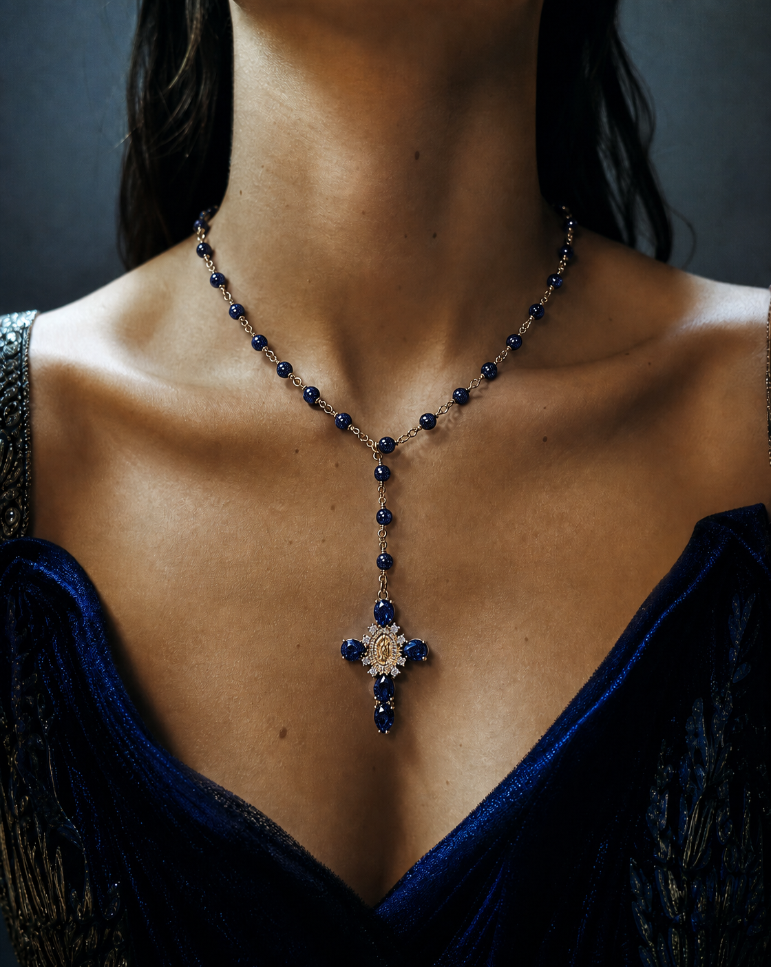 Midnight Rosary Necklace