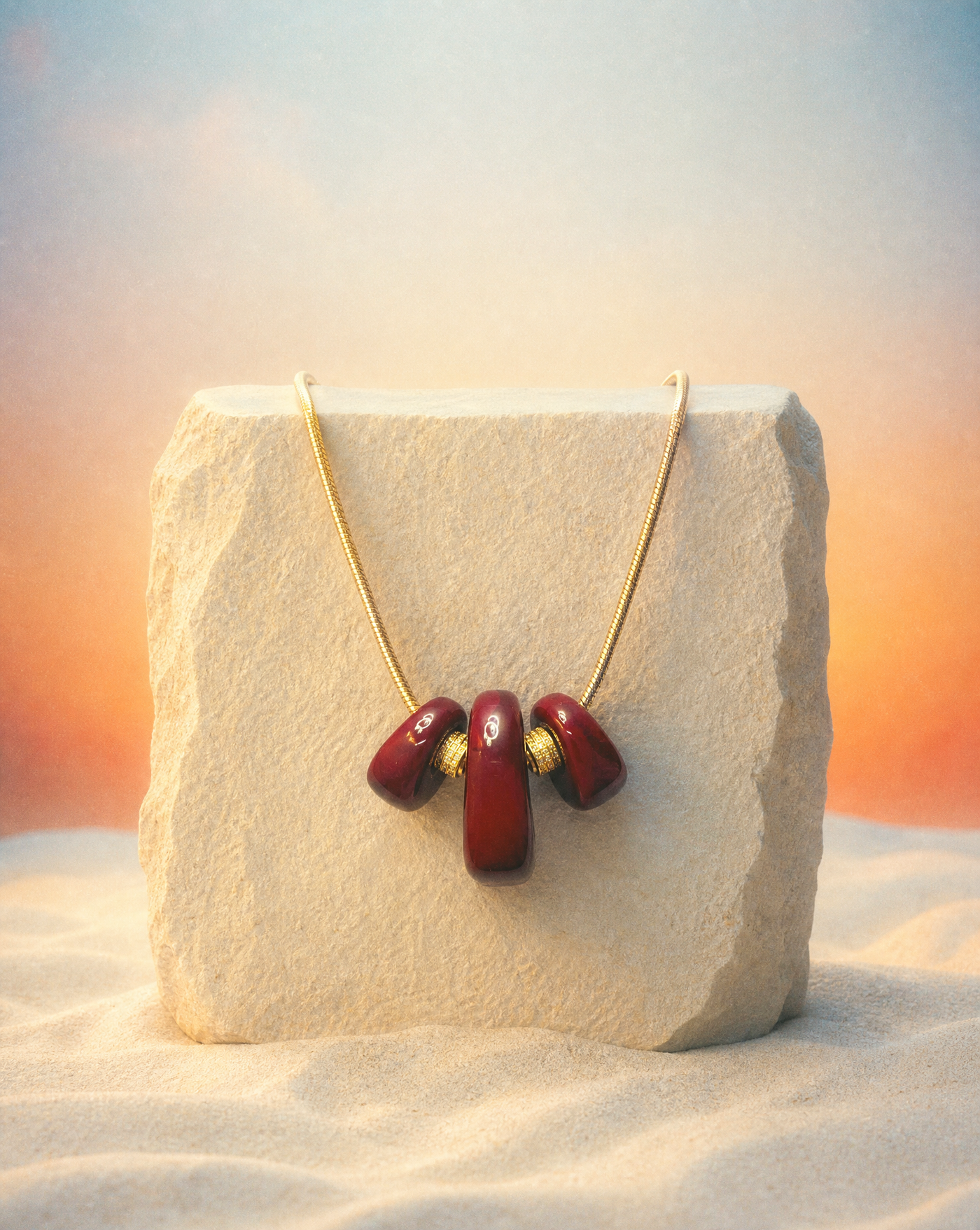 Burgundy Resin Pendant Necklace | Resort Jewelry Boutique