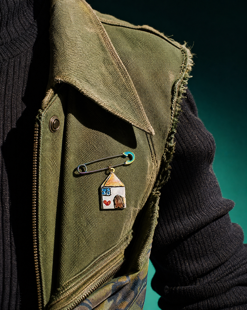 Hand Painted House Pin Brooch | Enamel Home Charm Handmade