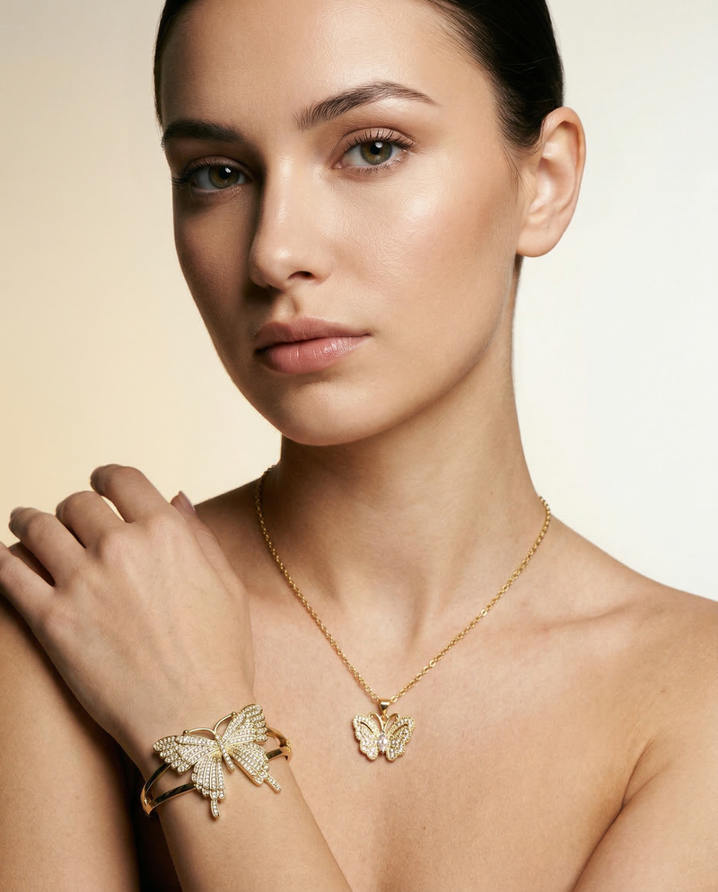 Golden Butterfly Jewelry Set