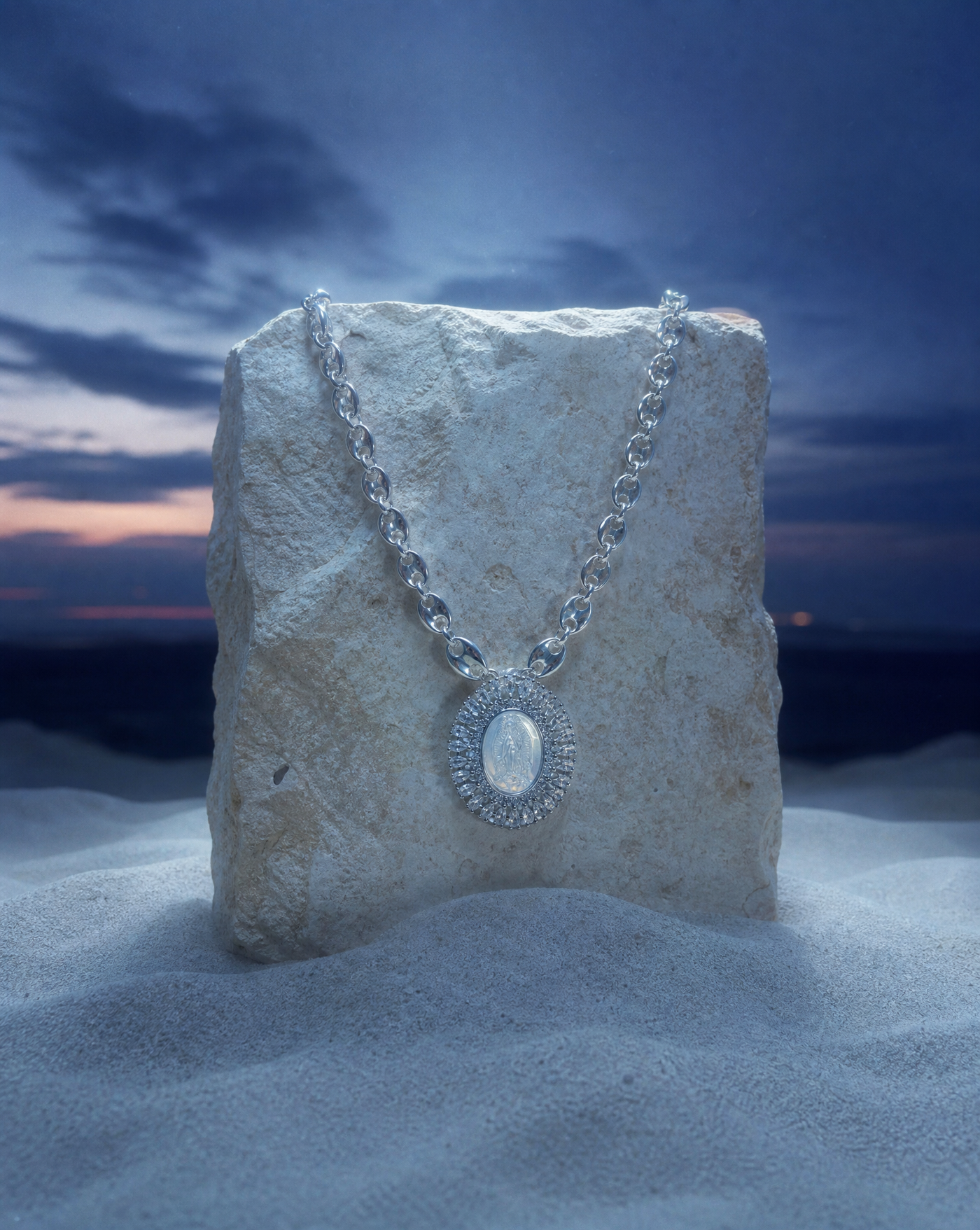 Miraculous Medal Statement Necklace | Silver Plated Celesti