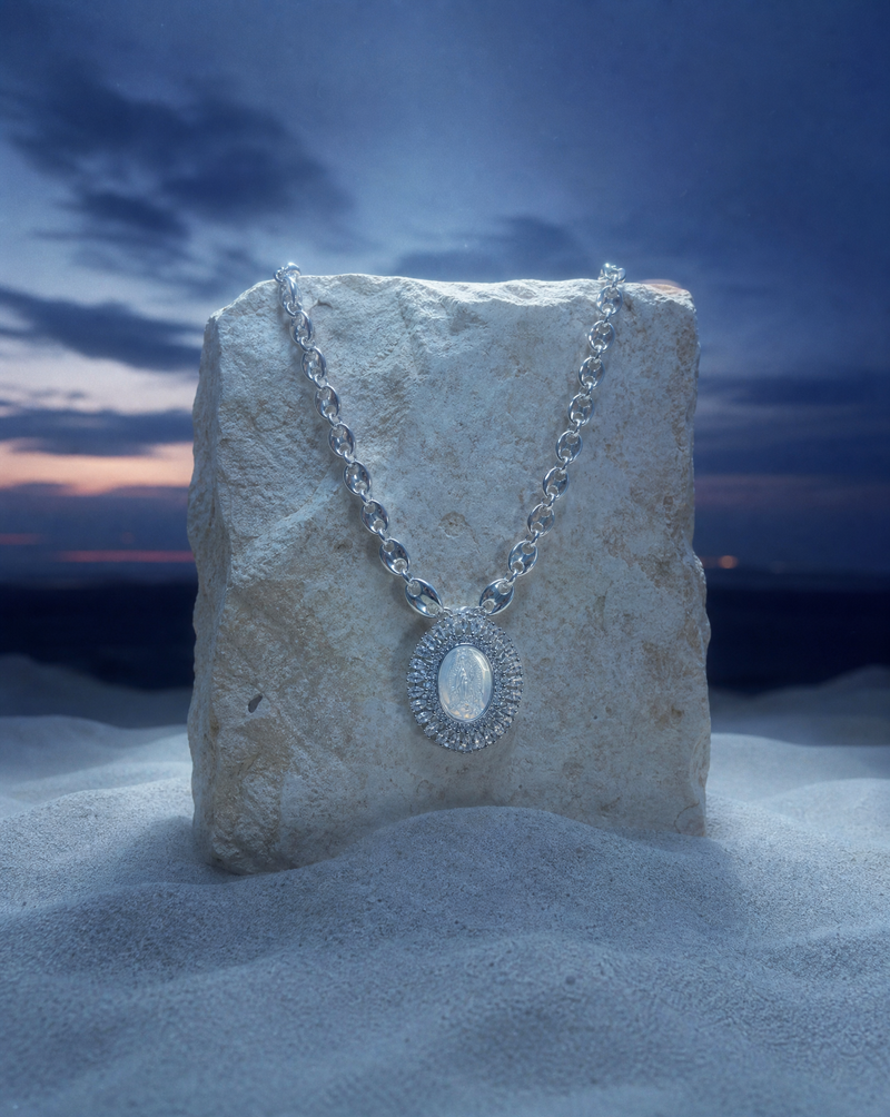 Miraculous Medal Statement Necklace | Silver Plated Celesti