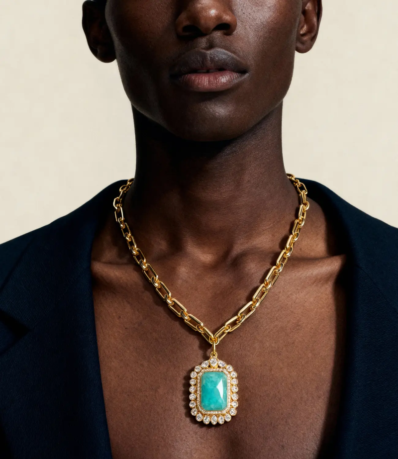 Maximalist Necklace with Large Natural Stone