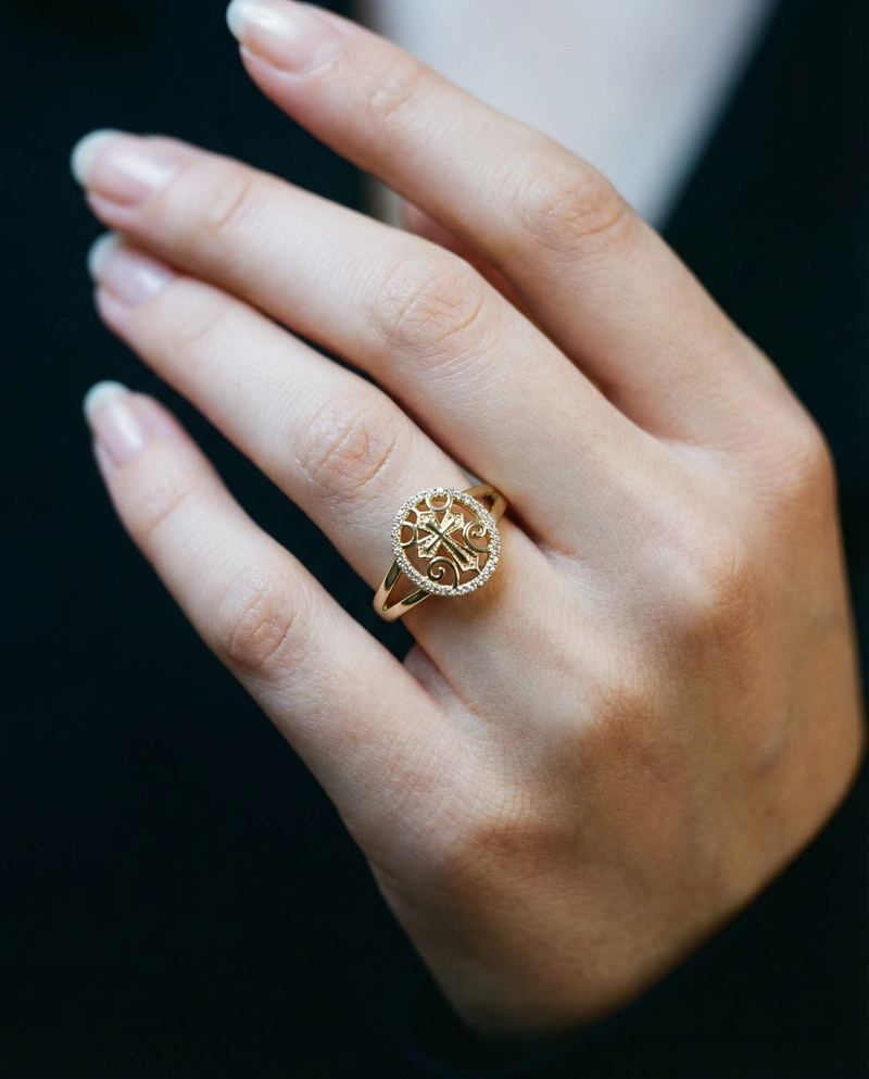 Vintage Cross Signet Ring