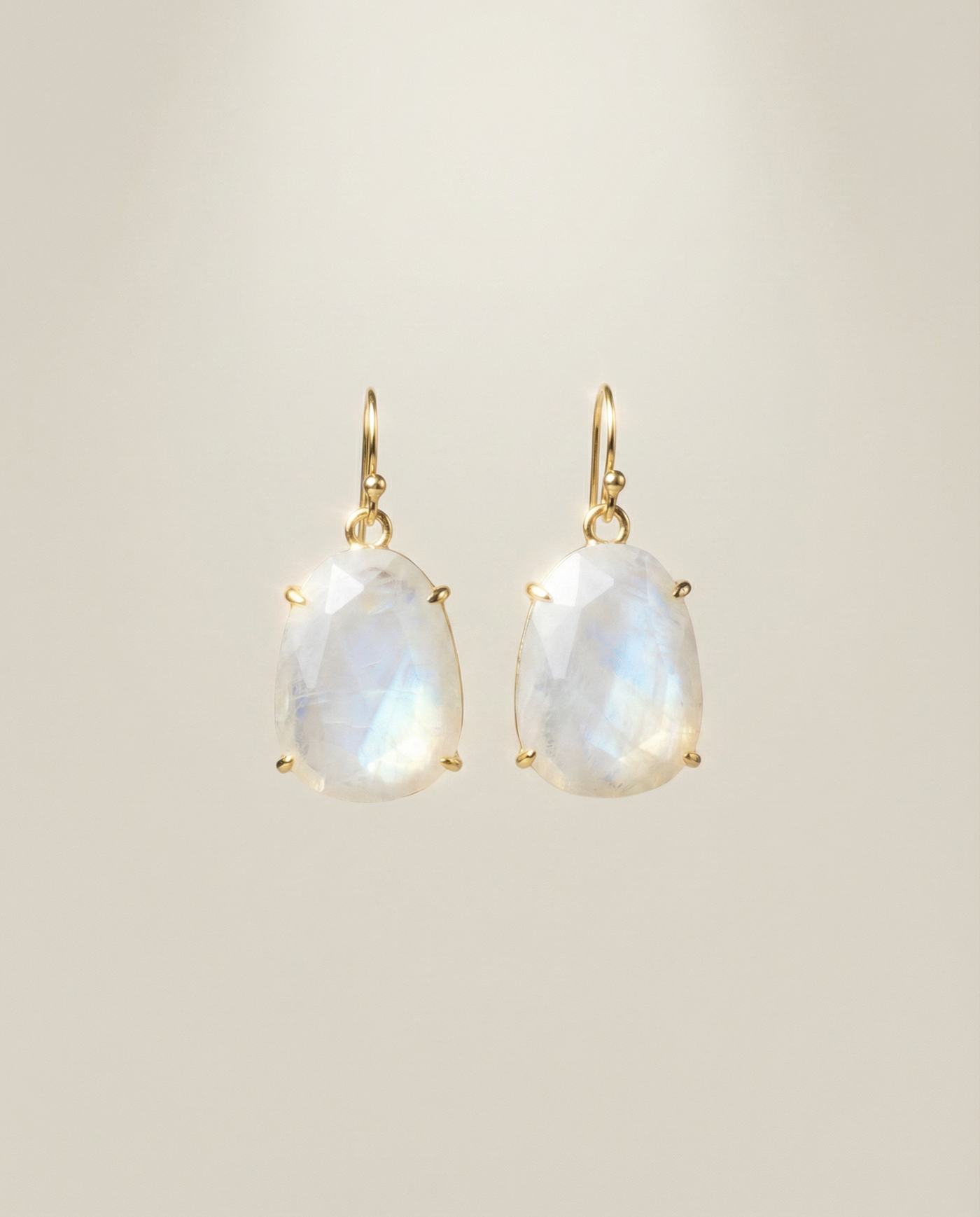 Oval Moonstone Drop Earrings — Gemstone Earrings