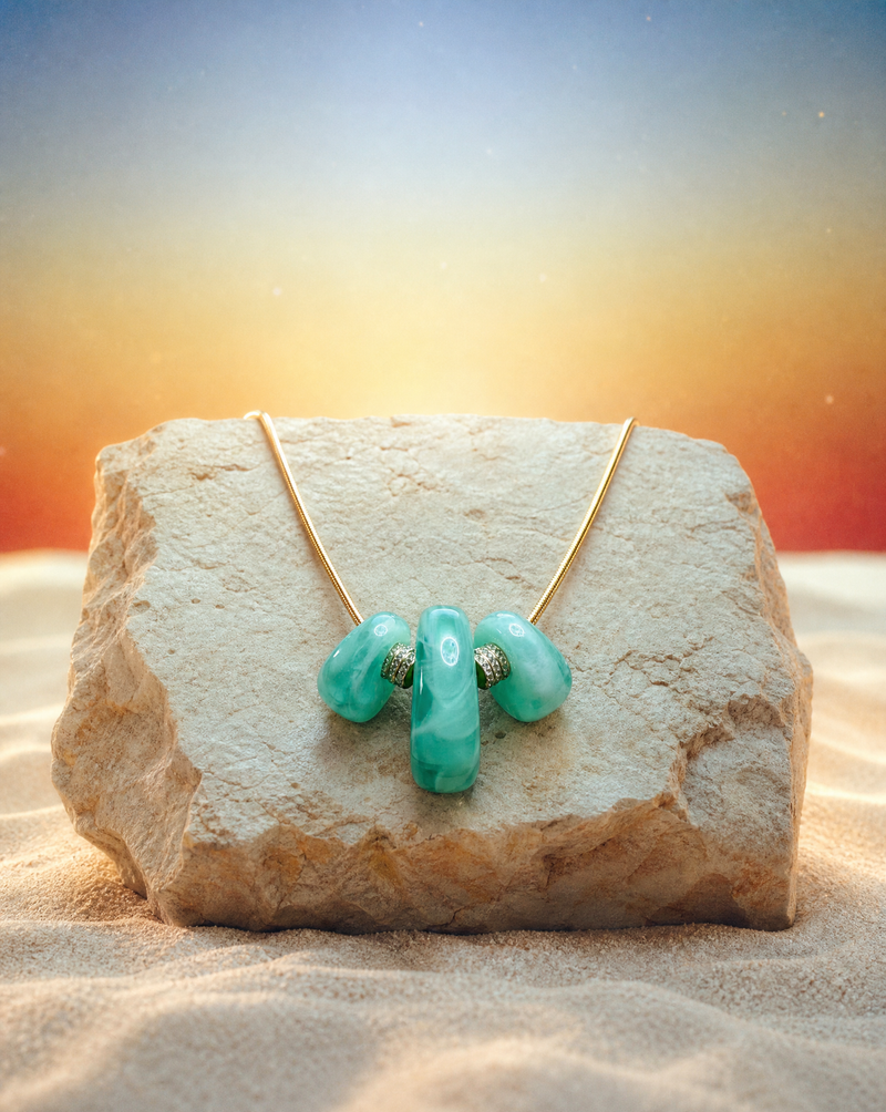 Trio Green Necklace — Resin and Gold