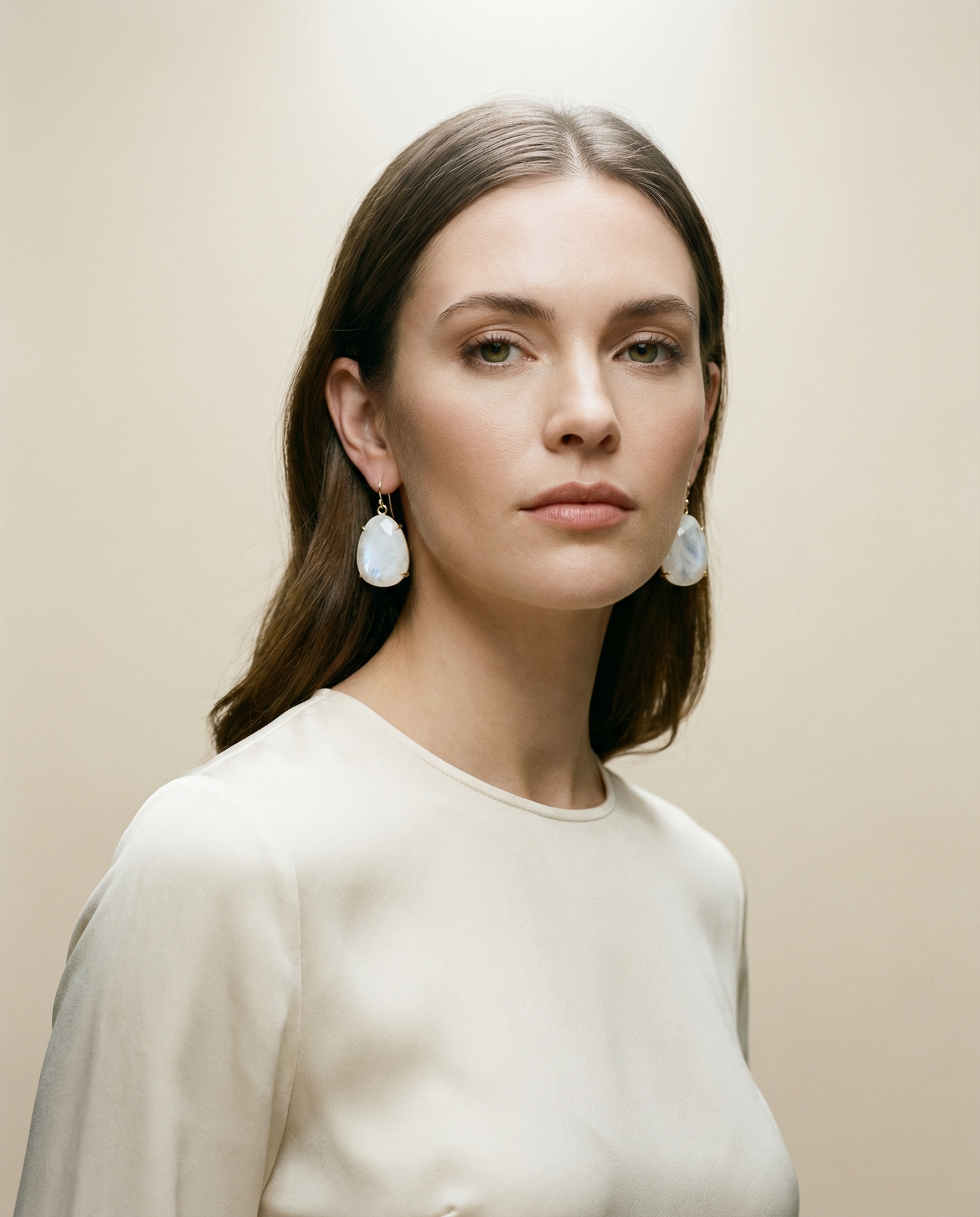 Oval Moonstone Drop Earrings — Gemstone Earrings