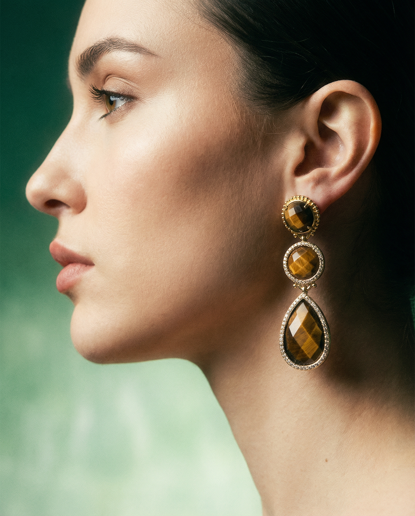 Statement Gemstone Dangle Earrings