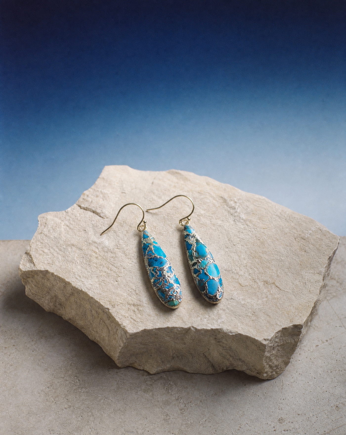African Turquoise Teardrop Drop Earrings