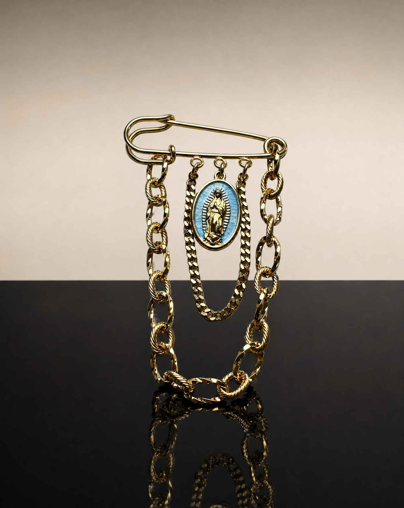 Virgin Mary Chain Safety Pin Brooch