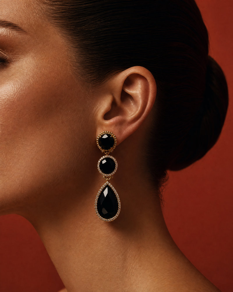 Statement Gemstone Dangle Earrings