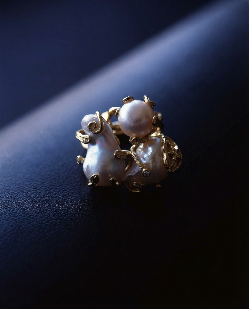 Baroque Pearl Cluster Ring