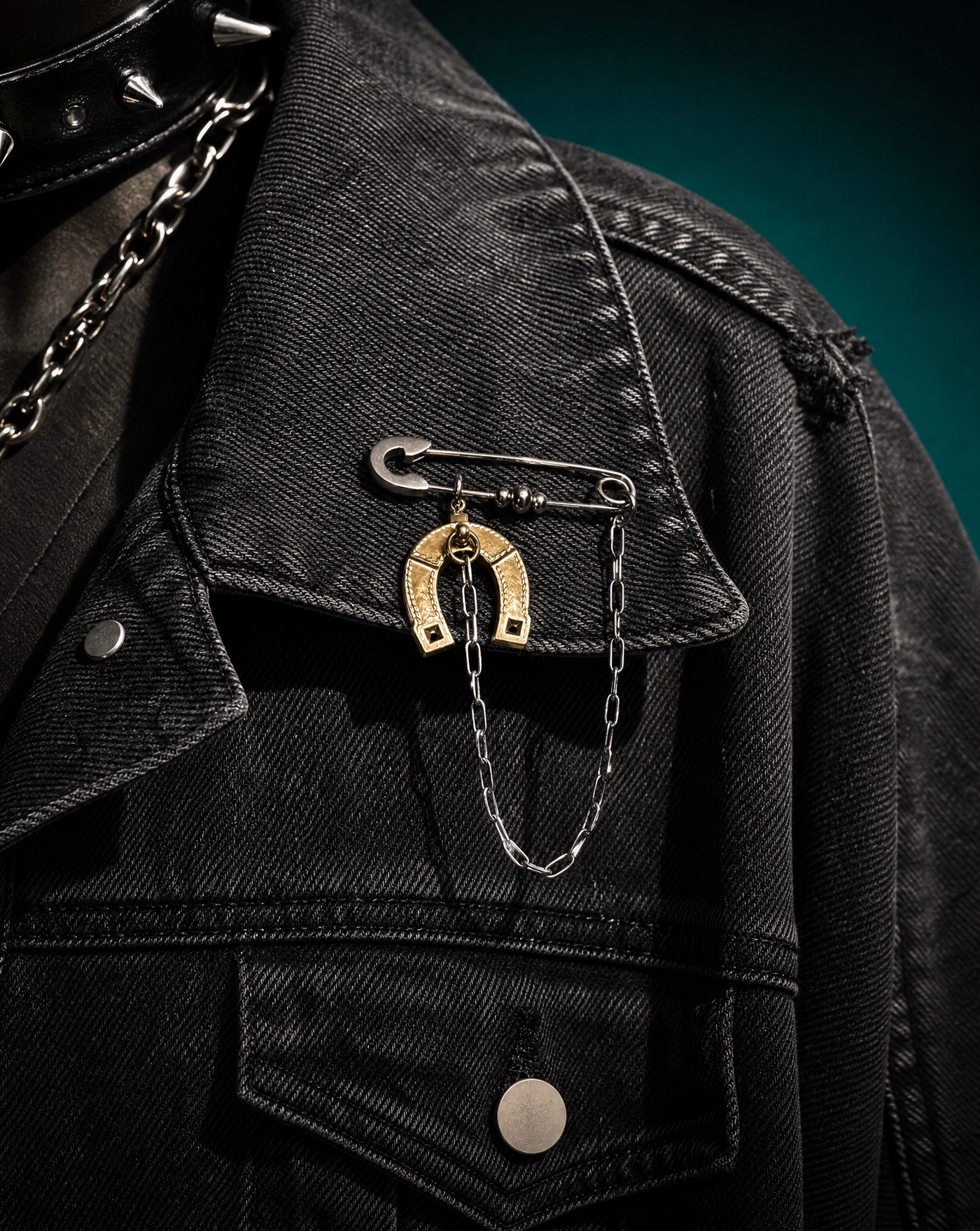 Gold Horseshoe Pin Brooch | Lucky Charm Chain Safety Pin