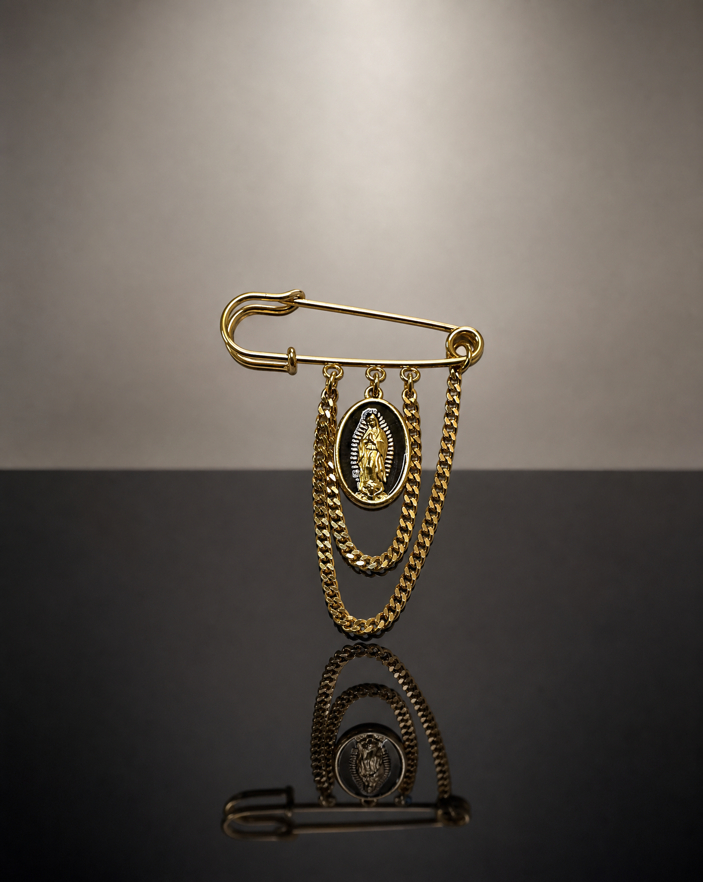 Virgin Mary Chain Safety Pin Brooch