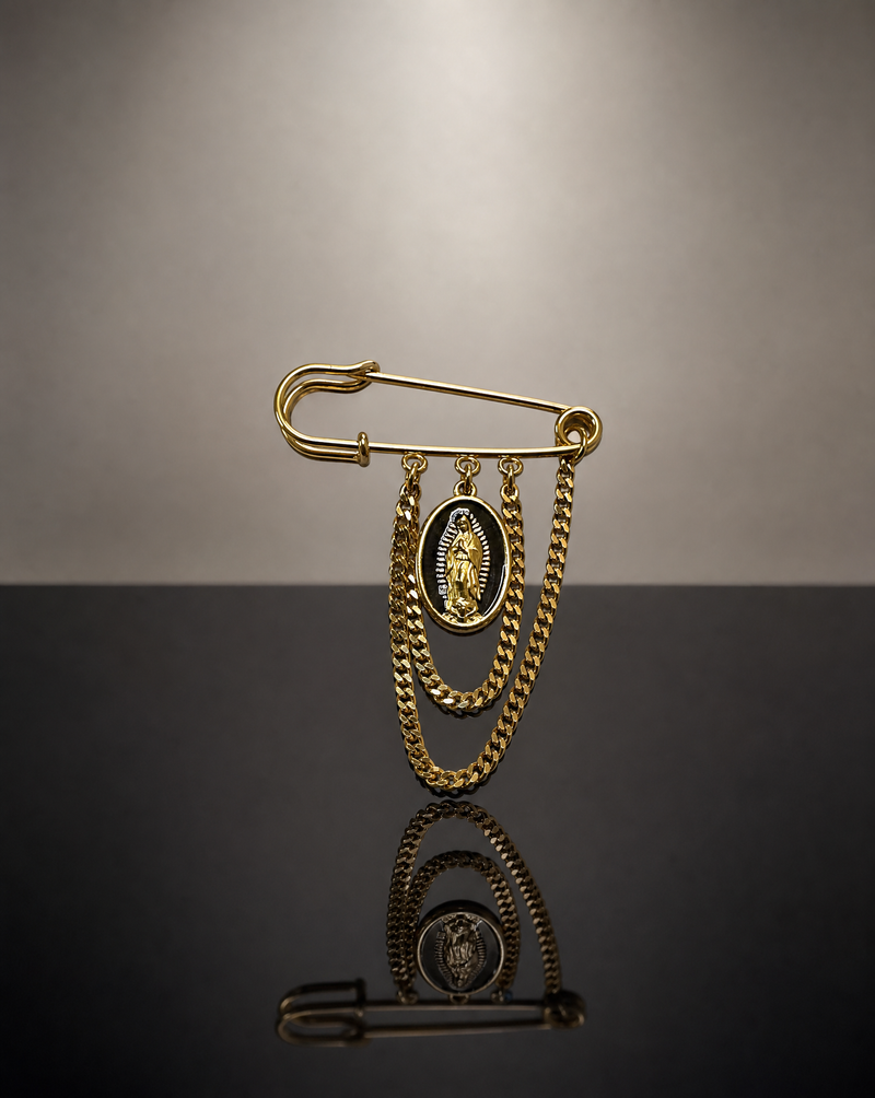 Virgin Mary Chain Safety Pin Brooch