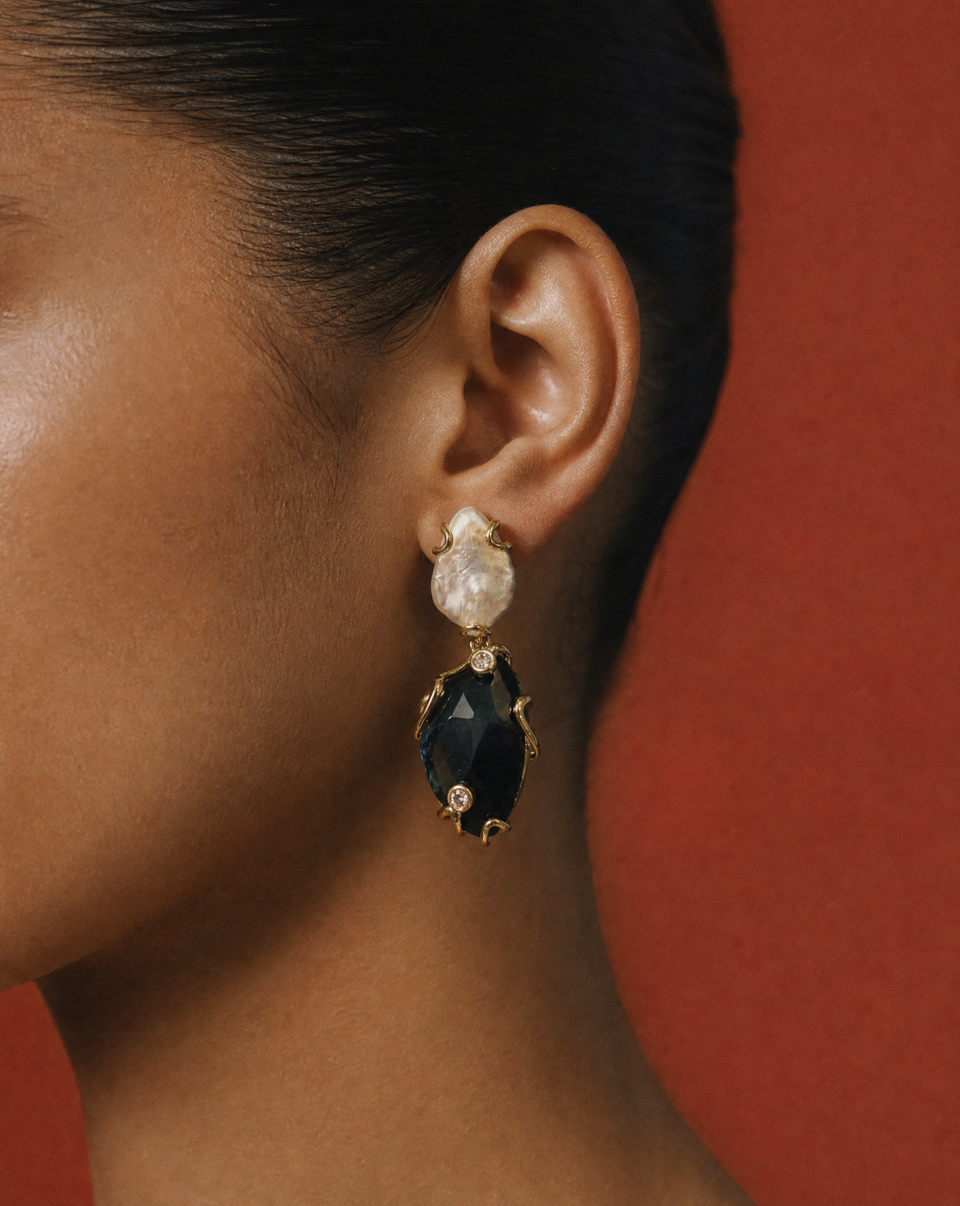 Baroque Pearl & Gemstone Drop Earrings | Natural Stone Jewelry