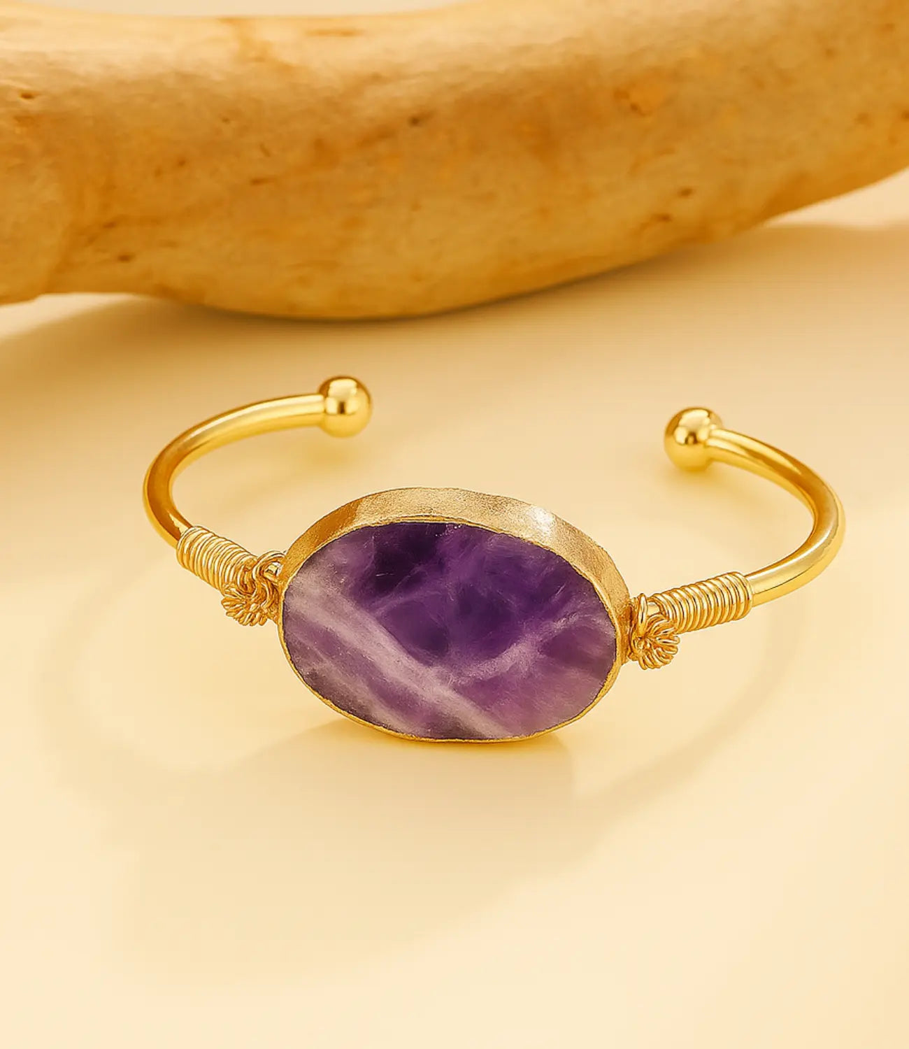 Adjustable Bracelet with 18K Gold-Plated Natural Stones Phoebe`s