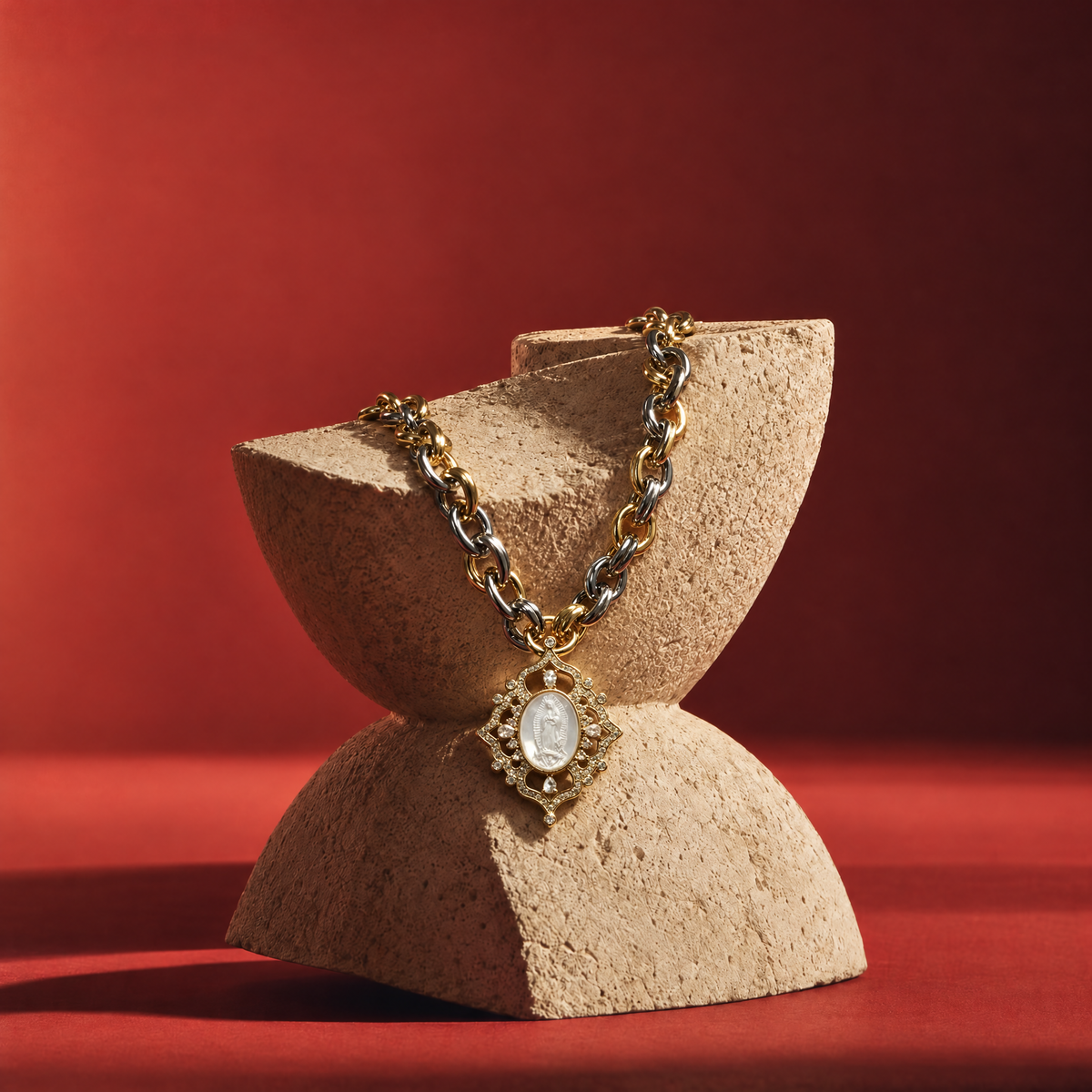 Maximalist Catholic medal statement necklace – Phoebe's