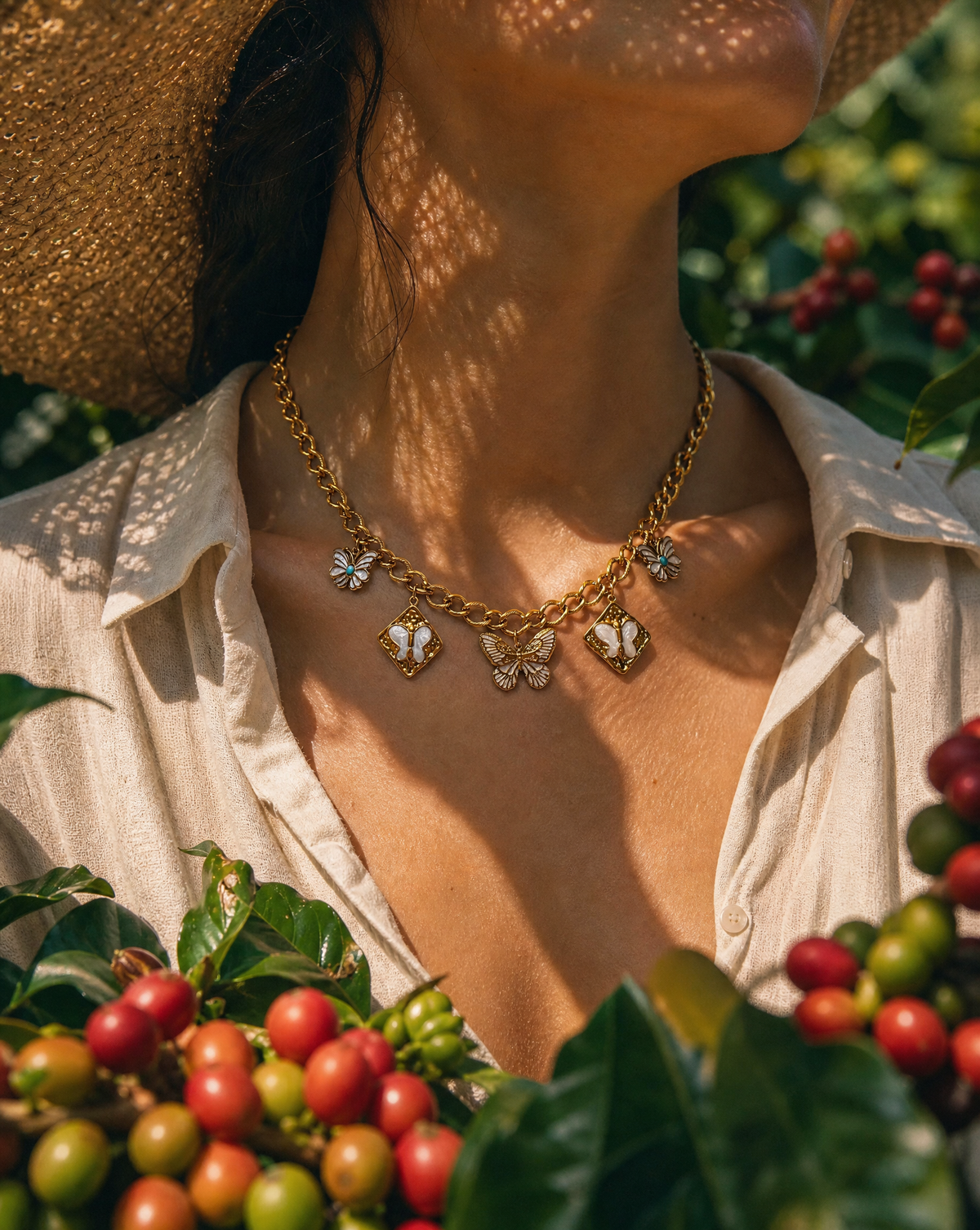 Butterfly Necklace with Charms | Golden Jungle
