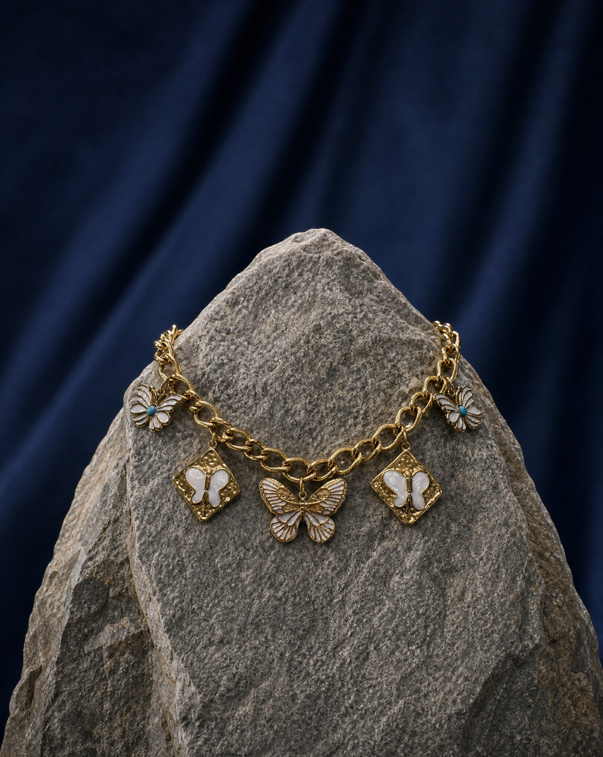 Butterfly Necklace with Charms | Golden Jungle