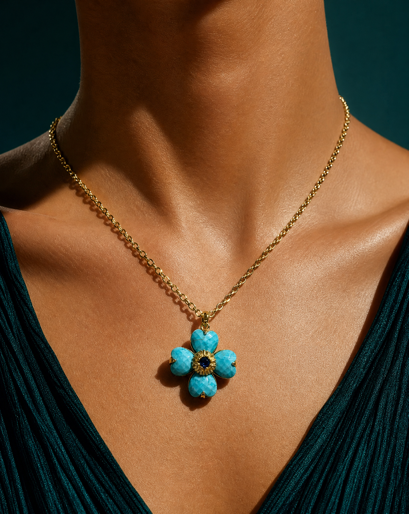 Natural Stone Clover Necklace | Birthstone Jewelry