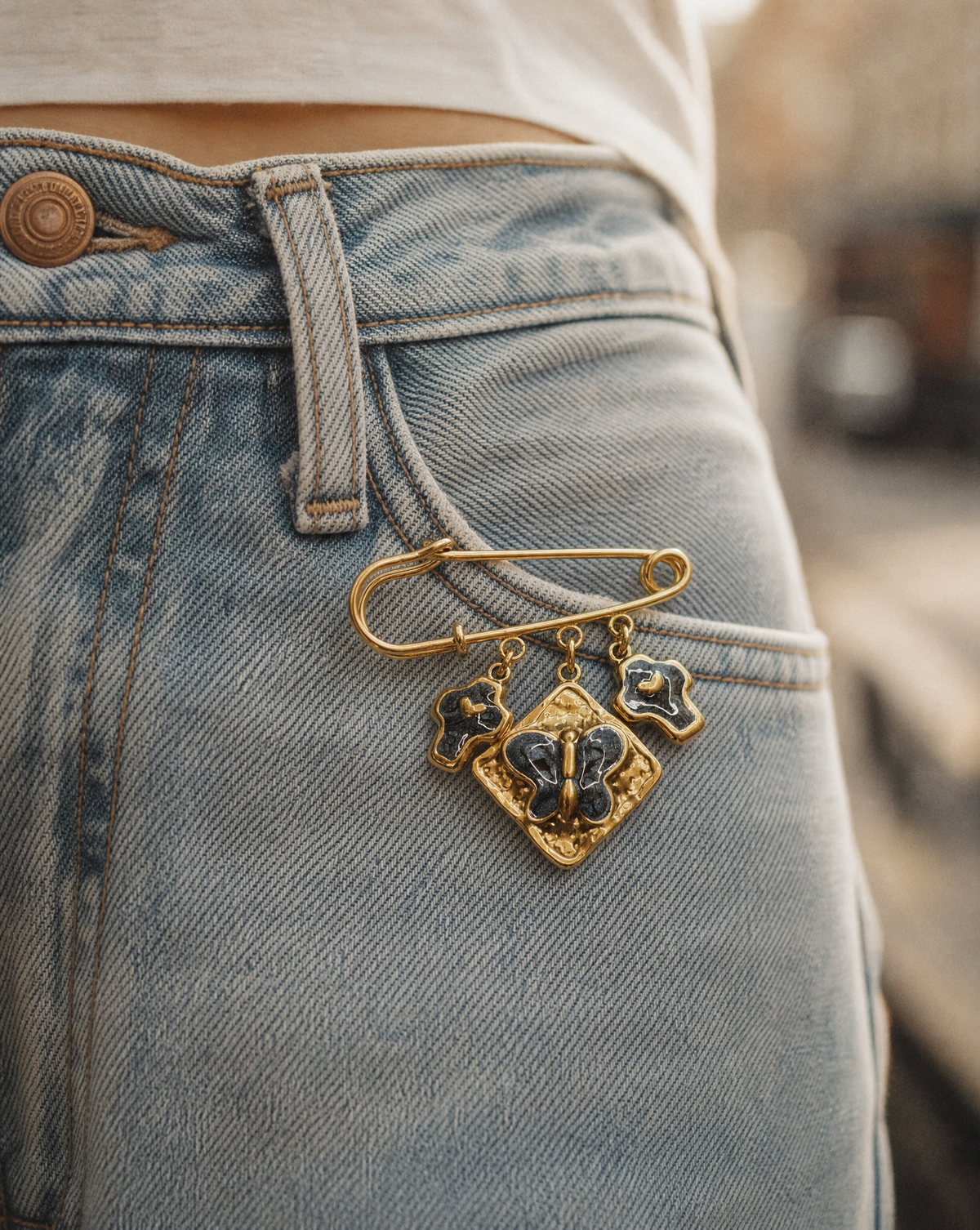 Butterfly Brooch with Charms | Decorative Pin