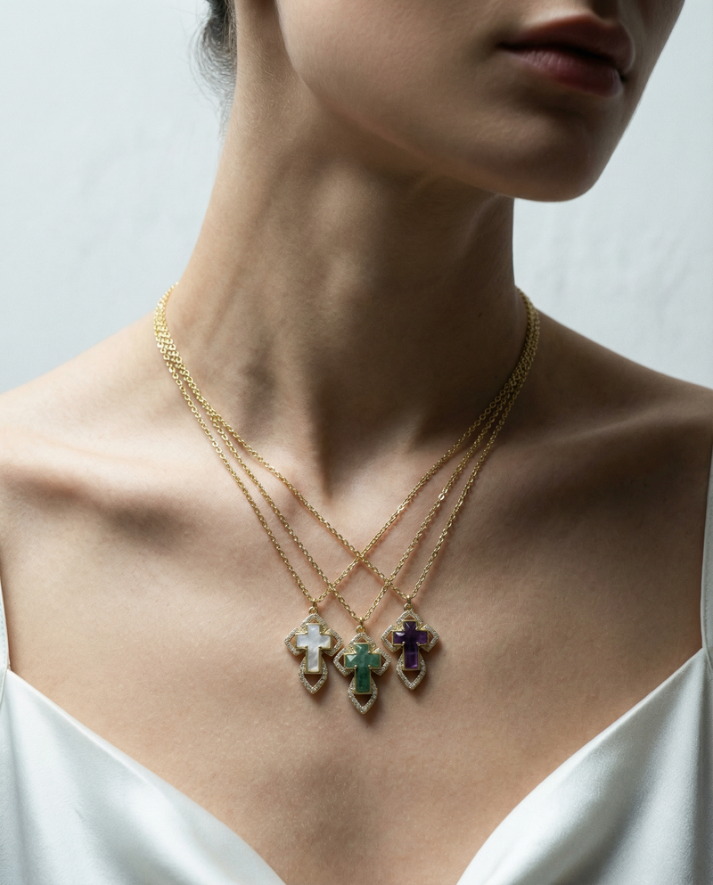 Gemstone Cross Necklace