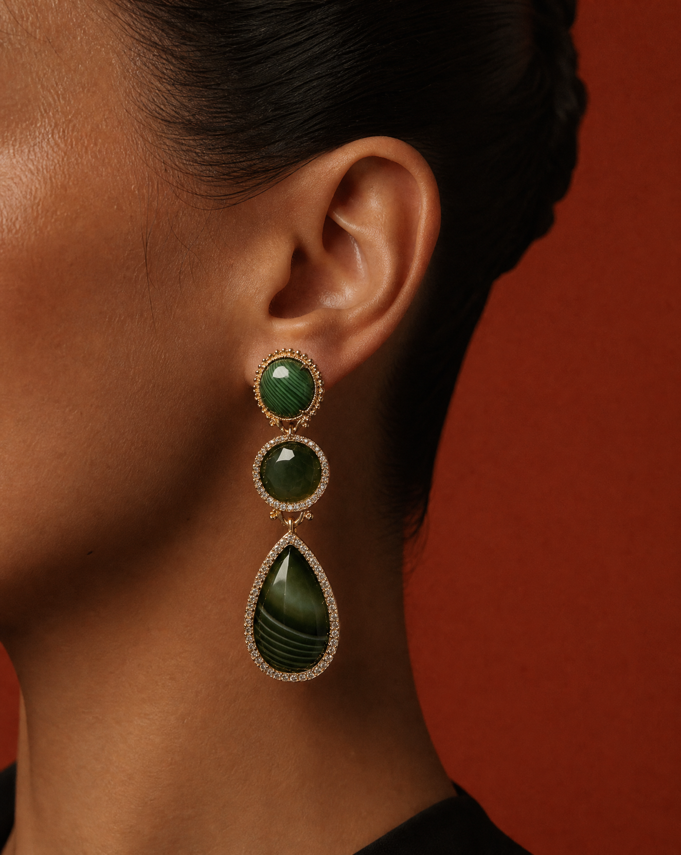 Green Agate Drop Statement Earrings | Maximalist Gemstone | Graduation Gift