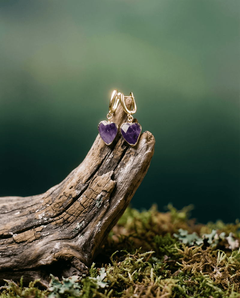 Amethyst heart huggie earrings – Phoebe's