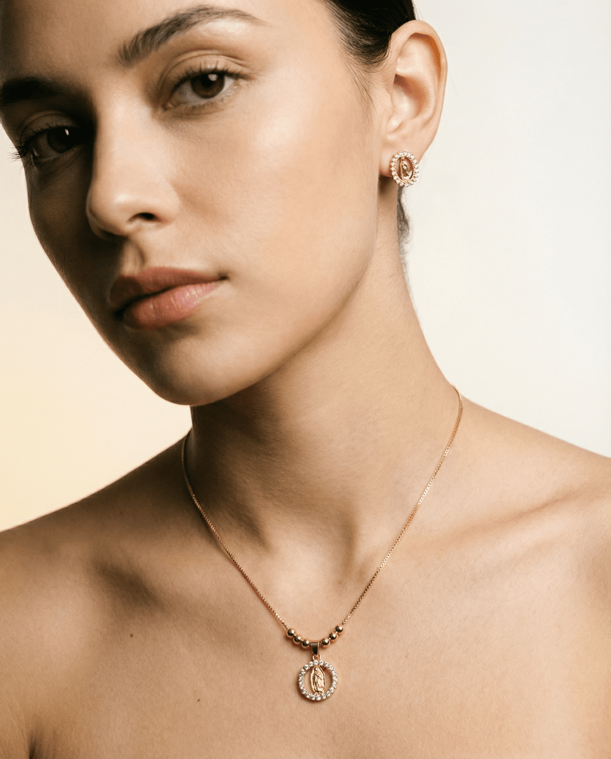 Catholic medallion jewelry set worn – Phoebe's