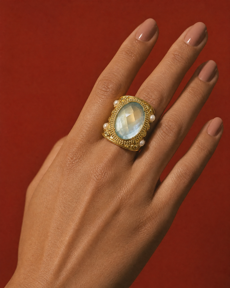 Shell Chunky Statement Ring | Bold Gemstone Ring