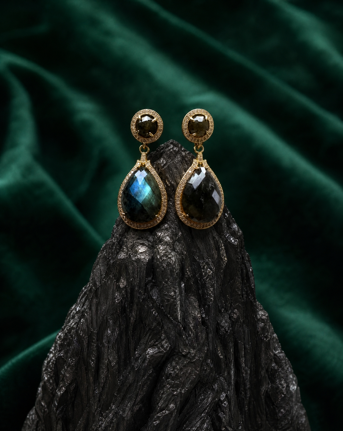 Teardrop Natural Stone Statement Earrings
