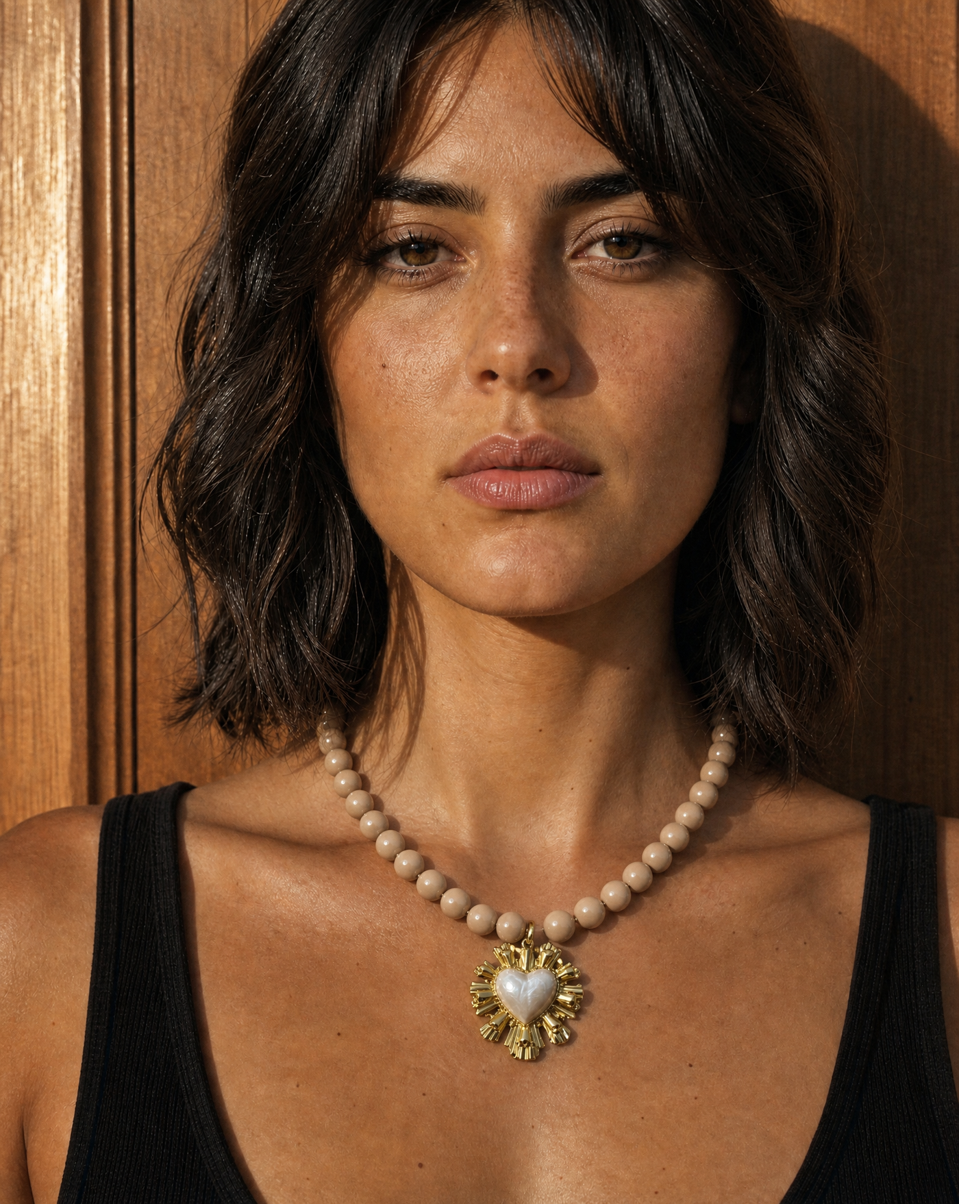 Sacred Heart Sunburst Beaded Choker