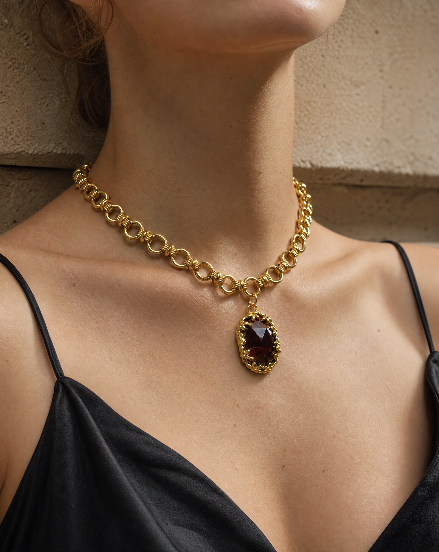 Link Chain Gemstone Necklace — Natural Stone Jewelry