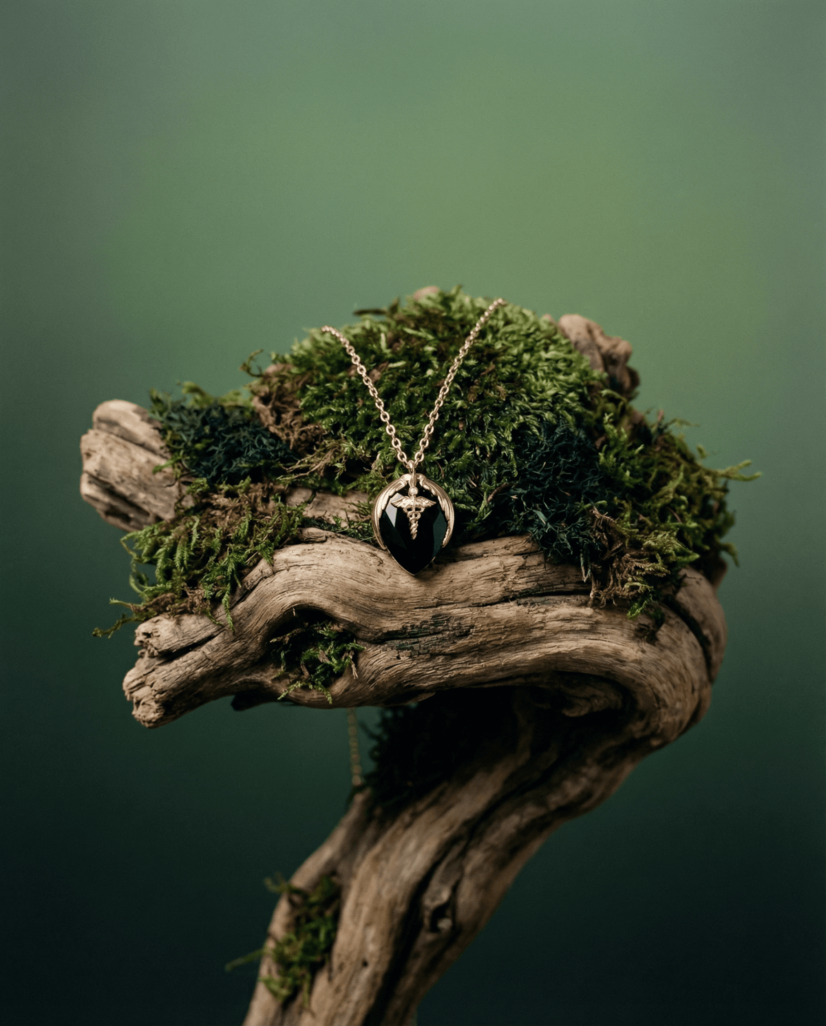 Caduceus medical symbol pendant detail – Phoebe's
