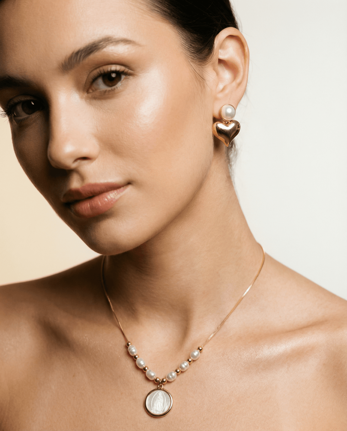 Catholic pearl necklace and earrings set – Phoebe's