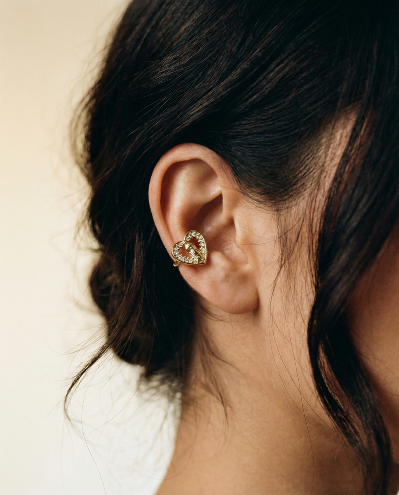 Virgin Mary Heart Ear Cuff (No Piercing)