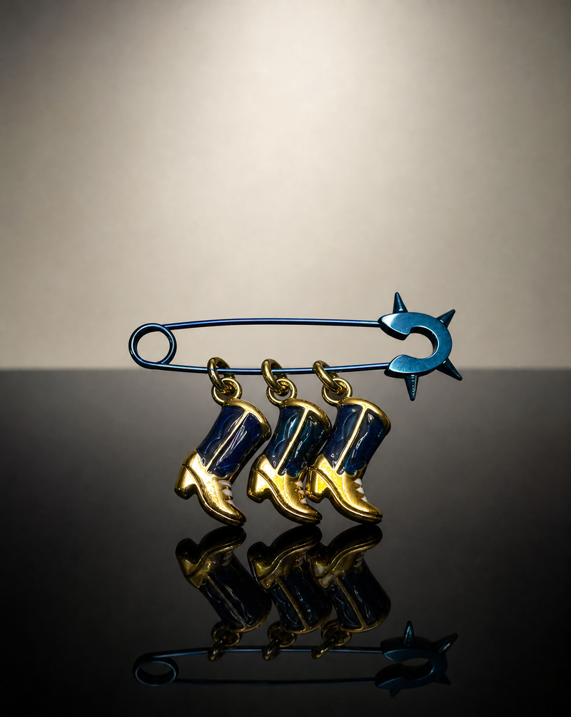 Cowboy Boots Pin Brooch | Blue Western Charm