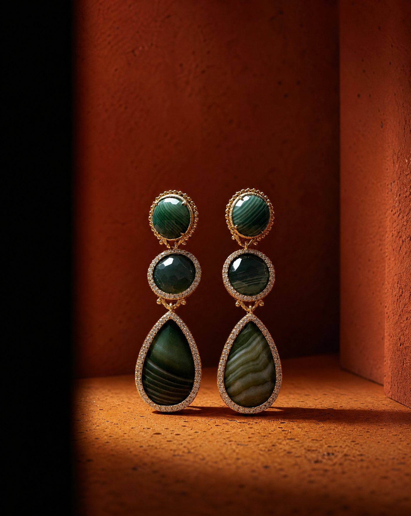 Green Agate Drop Statement Earrings | Maximalist Gemstone | Graduation Gift