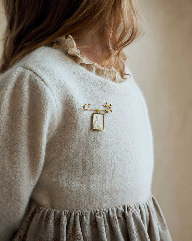 Sacred Heart of Jesus Shell Pin Brooch