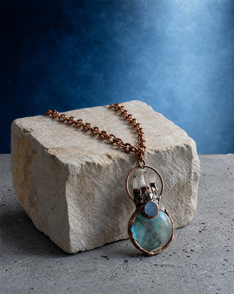 Artisan Boho Western Necklace | Labradorite Pendant Necklace
